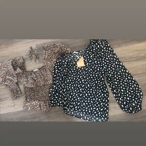 Black and White Patterned Women's Top